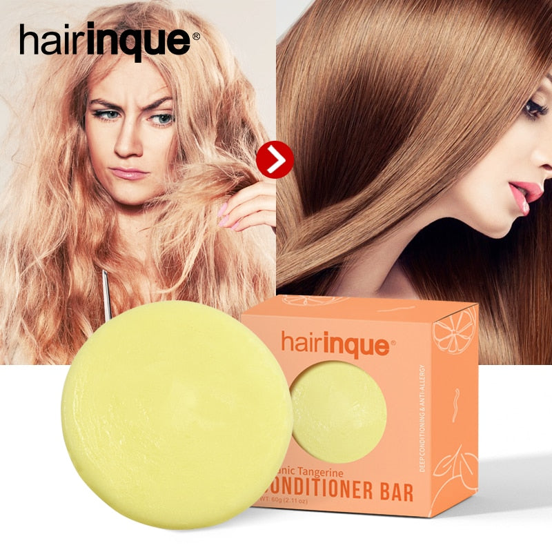 HAIRINQUE Organic hair tangerine conditioner bar handmade VITAMIN C moisturizing nourishing hair conditioner soap hair care