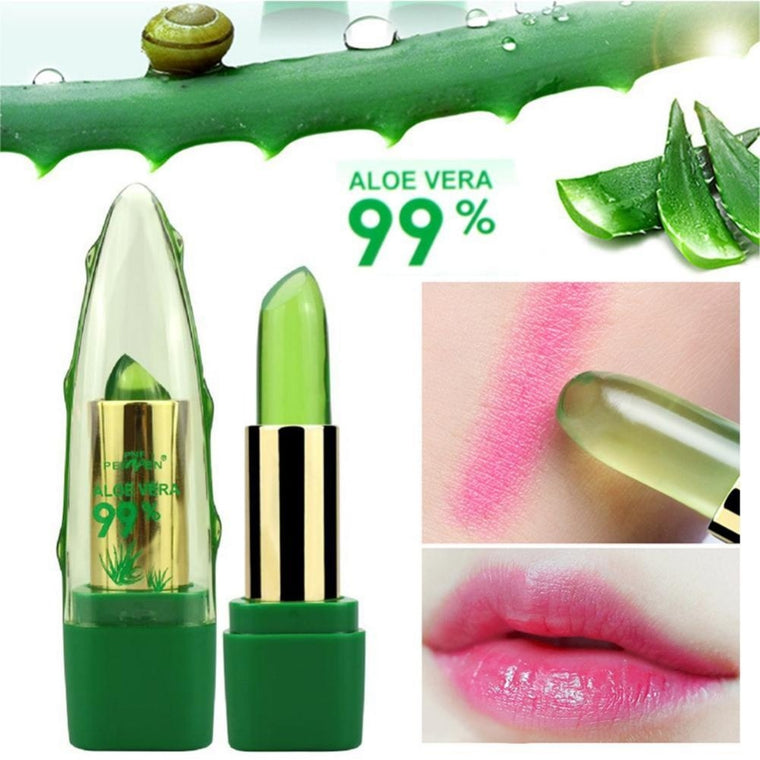 Organic Batom 99% Aloe Vera Natural Temperature Change Color Lipstick Magic Lip Organic MakeUp Pop Color Changing Lip-balm