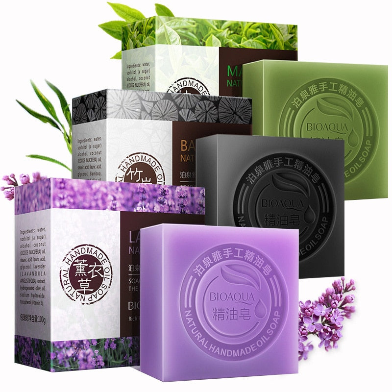 BIOAQUA Natural Organic Herbal Essential Oil Soap Whitening Handmade Soap Skin Remove Acne Deep Cleansing Face Hair Care Bath