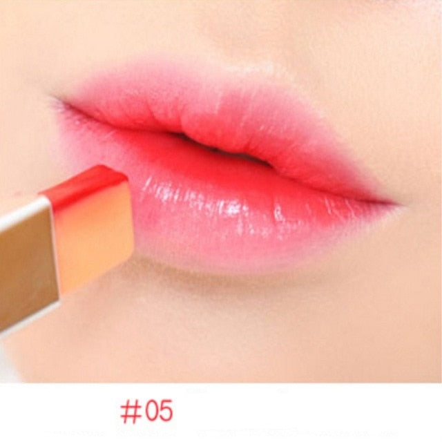 1pc Double Gradient Lipstick Lip Gloss Makeup Korean Effect Two Tone Lip Bar Waterproof Fruit Organic Portable