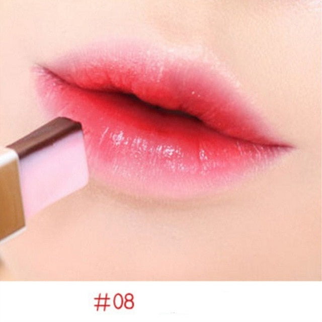 1pc Double Gradient Lipstick Lip Gloss Makeup Korean Effect Two Tone Lip Bar Waterproof Fruit Organic Portable