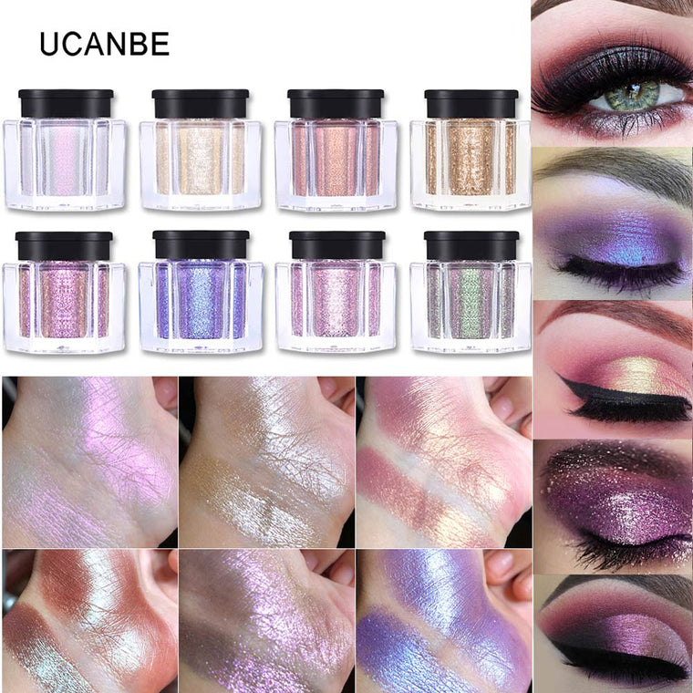 UCANBE Brand Shimmer Loose Eye Shadow Powder Makeup Pigment Waterproof Glitter Eyeshadow 3D Nude Metallic Eyes Powder Cosmetics