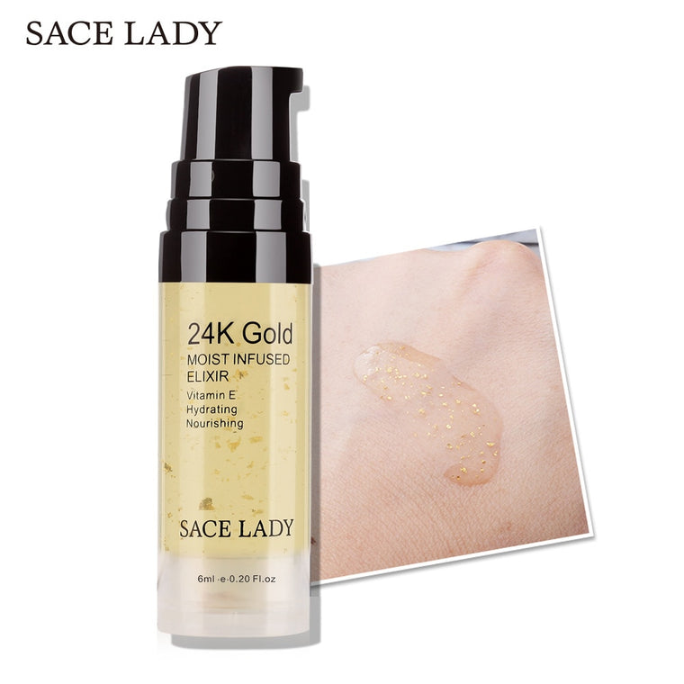 SACE LADY 24K Gold Elixir Oil for Face Makeup Primer 6ml Professional Moisturizing Make Up Base Foundation Primer Pores TSLM1